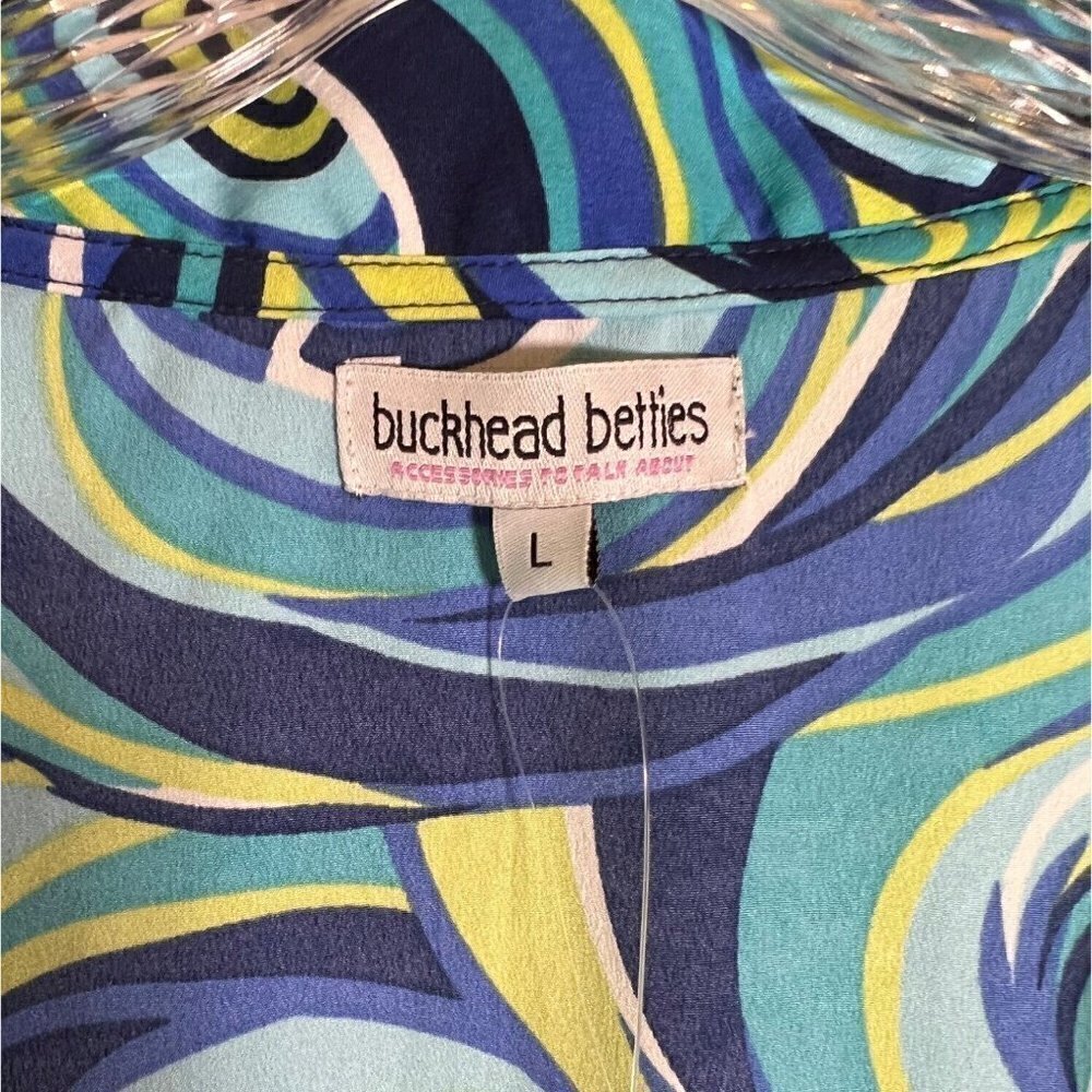 NWT Buckhead Betties Green & Blue Swirl Pattern Shift Blouse Size Large - Picture 11 of 11